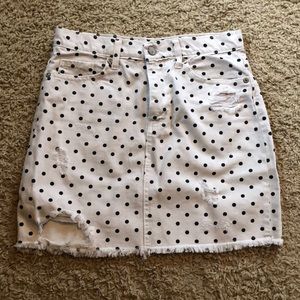 Polka dot denim skirt